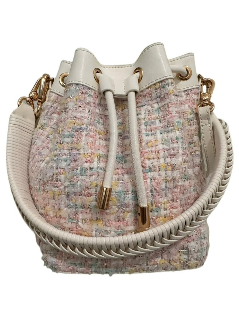 Charles & Keith Tweed Drawstring Bucket Bag - Picture 2 of 9
